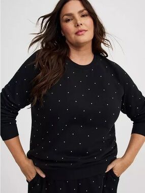 Torrid Rhinestone Raglan Sweatshirt Cozy Fleece 1X